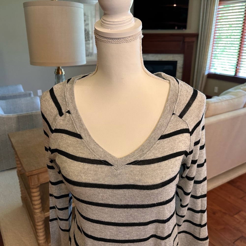Red Haute Gray and Black Striped Top